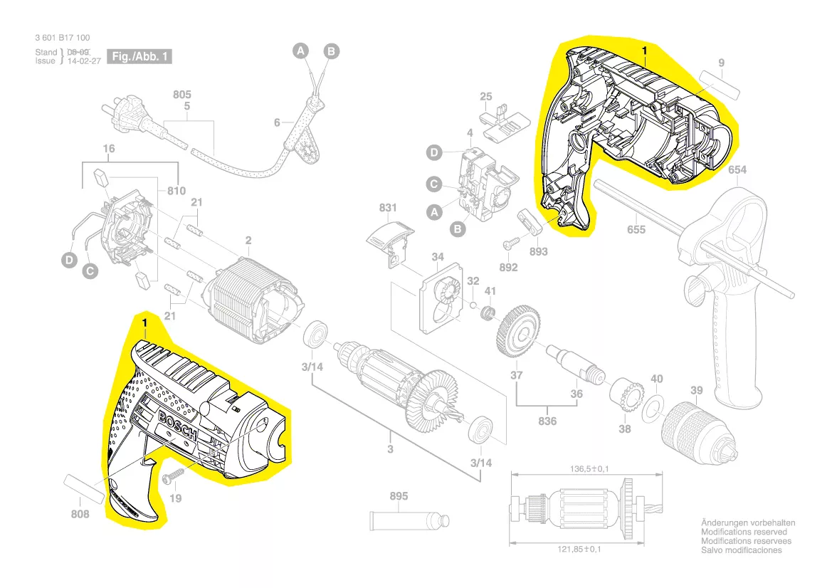 Coquille pour GSB 13 RE Bosch